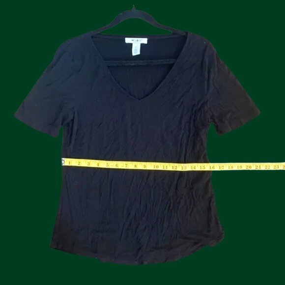 White House Black Market Black V-Neck Short Sleeve Tee | Size M - Picture 4 of 7